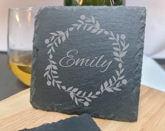 Coasters - Slate Coaster - Christmas Gift - Couples Gift - New Home Gift - Personalised Coaster - Family Gift, Unique Personalised Coaster