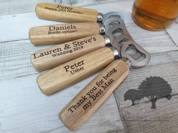 Personalised Engraved Wooden Bottle Opener Groom// Groomsman Best Man gift wbo3