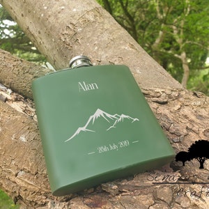 Travelling Hip Flask, Personalised whiskey flask great for outdoors tipple walking, mountains