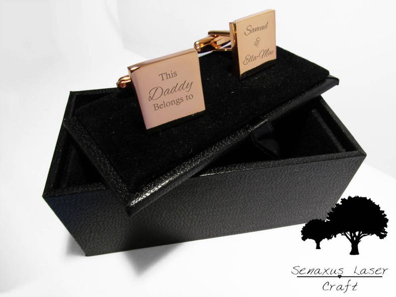 Personalised Rose Gold Square cufflinks personalised with names makes a perfect Christmas,Birthday or Fathers day gift rgcls7