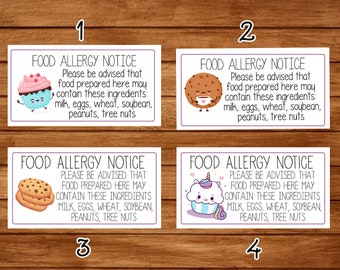 52 x Food Allergy Labels Food Warning Labels Food Allergen Stickers 