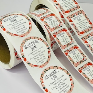 Christmas Hot Chocolate Bomb Instruction Stickers