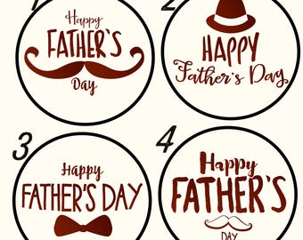 Father's Day Stickers, Creamy Background, Gift Labels