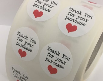Thank you for your purchase stickers Heart, Thank you sticker, thank you labels, mailing stickers, Thank You