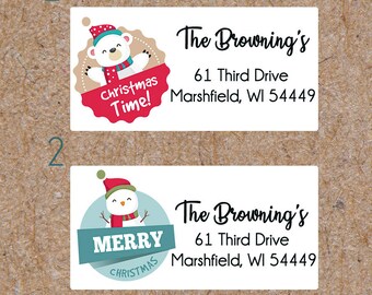 christmas return address labels christmas return address etsy