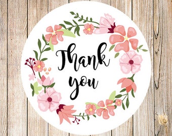 Thank you stickers, flower thank you labels, custom labels, custom stickers, personalized labels, labels, packaging labels, product labels