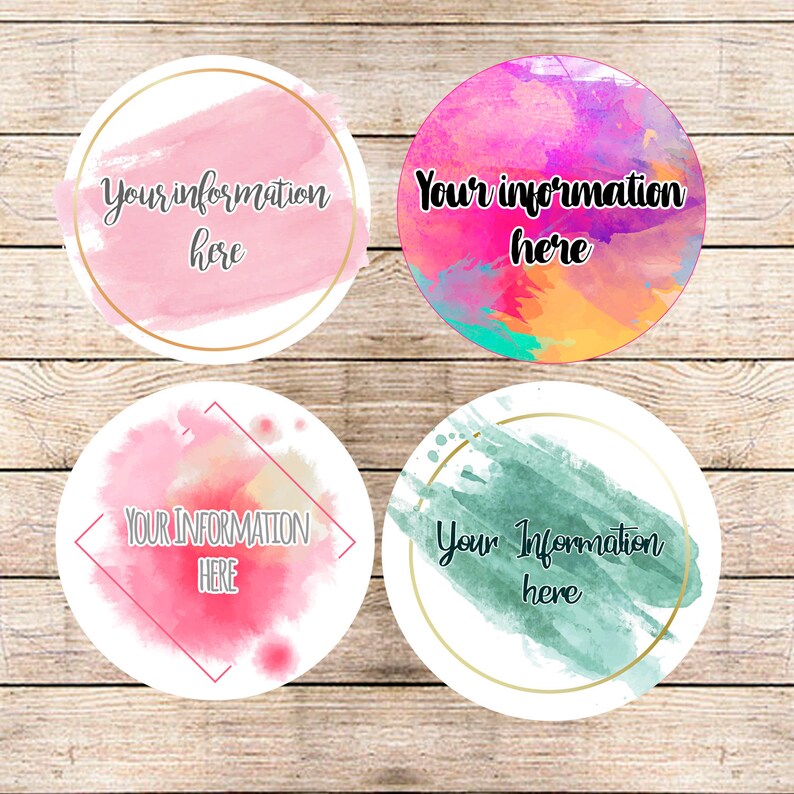 Watercolor Stickers Watercolor Labelslogo Stickers Custom Etsy