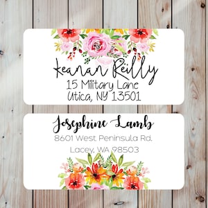 Floral return address labels, cute address labels, flowers return address labels, floral address labels, shipping labels, mailing label, 2x1