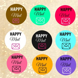 Happy Mail stickers, Happy mail labels, Happy mail, stickers to buy , happy post mail,custom labels, custom stickers, shipping labels image 1