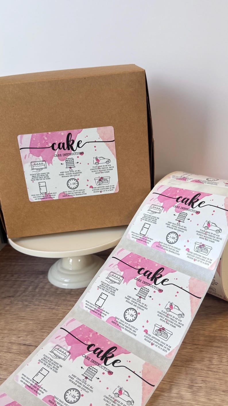 Printed Cake Care Instruction Labels, Glossy Stickers - Etsy