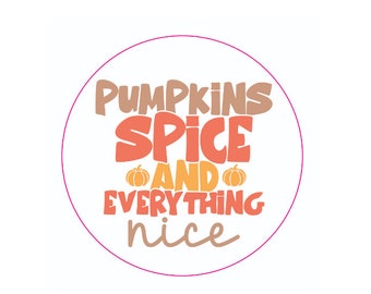 Pumpkin Spice Circle Stickers, Fall Labels (24 per pack)