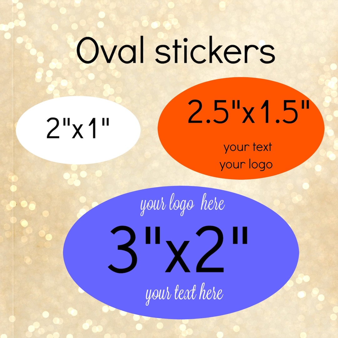 Custom Oval Stickers Different Sizes With Your Words or Text, Product