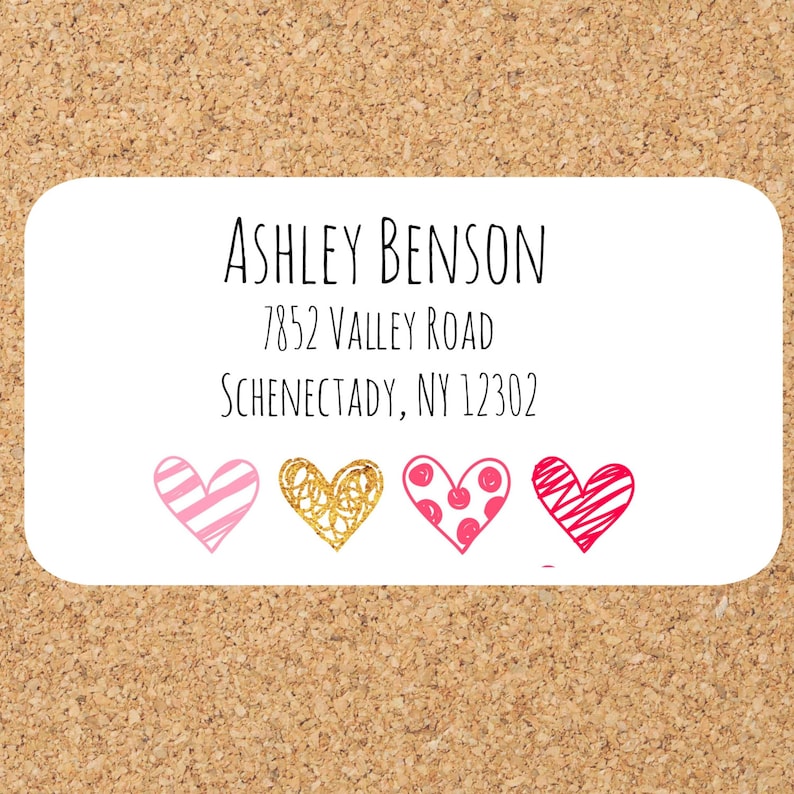 cute return address labels with hearts mailing labels return etsy