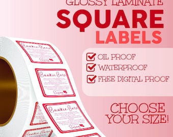 Square Waterproof with Glossy Laminate   –For Candles, Skincare, Oils & More