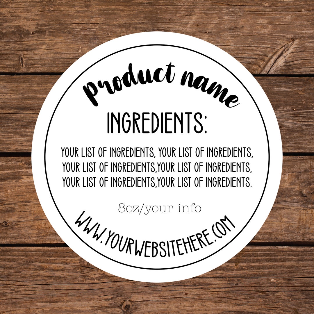 Circle Ingredient Stickers Ingredient Labels Custom Labels Custom Circle Ingredient Stickers Ingredient Labels Custom Labels Custom