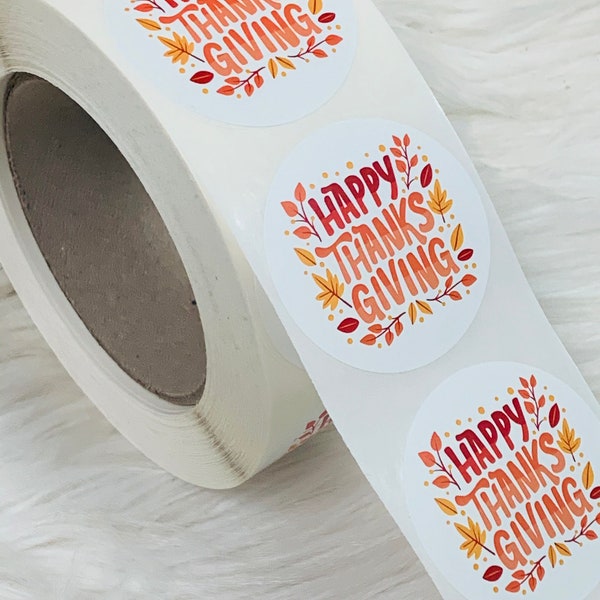 Happy thanksgiving stickers, thanksgiving labels- happy thanksgiving labels, thanksgiving ,fall season, 2 inches