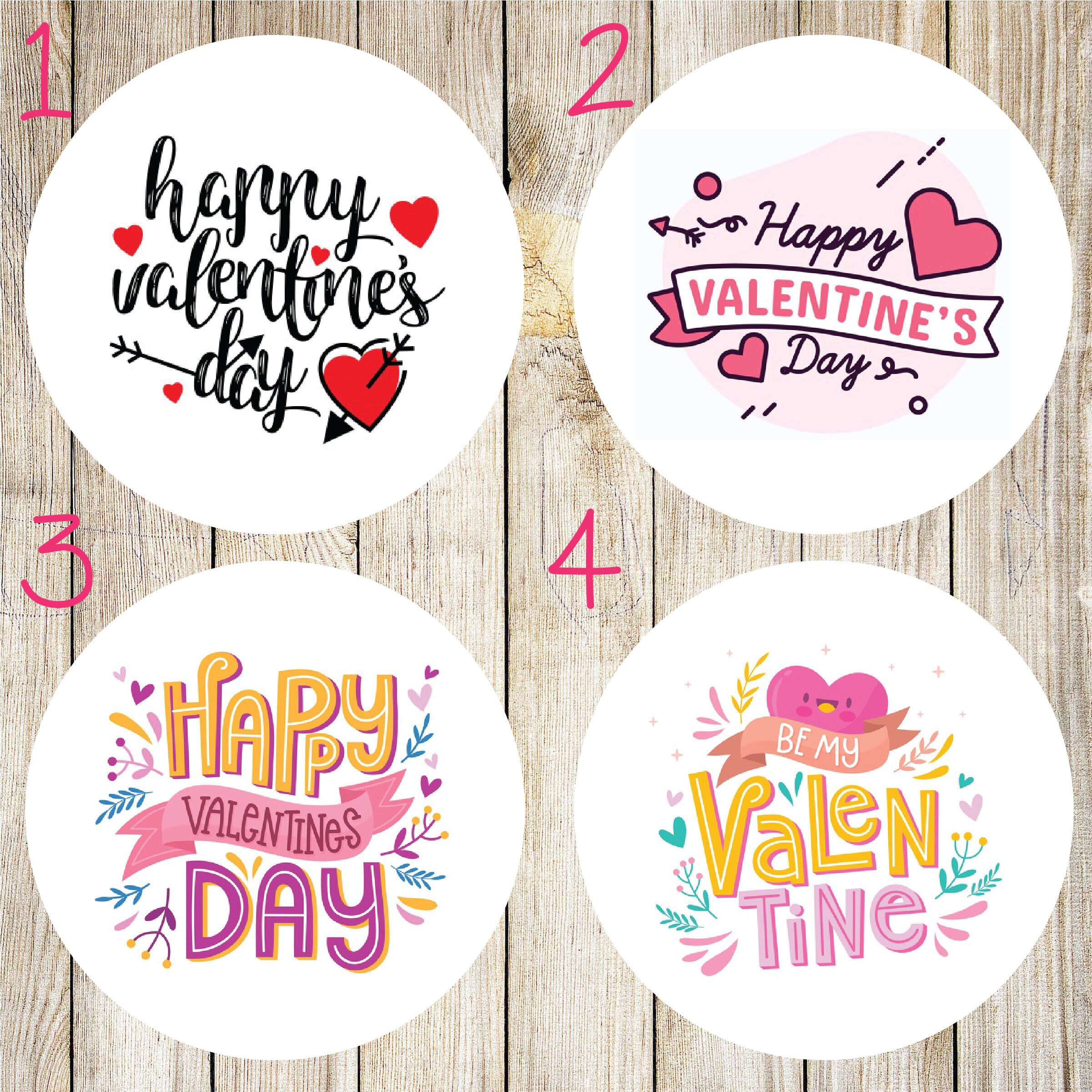 Happy Valentines Day Stickers, Pack of 24 Valentines Day Labels