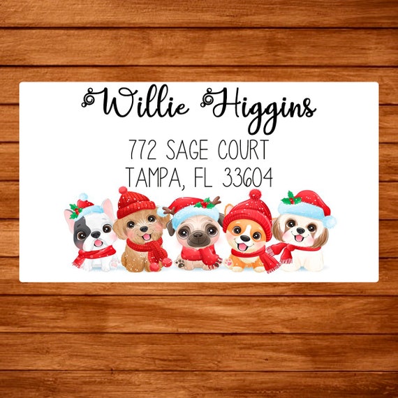 Christmas Return address labels, cute dog Christmas custom Christmas return address label,custom stickers,address label