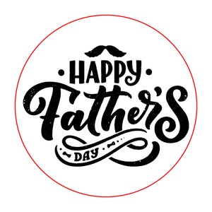 Puede incluir: Una ilustraci&oacute;n en blanco y negro de un c&iacute;rculo con el texto "Feliz D&iacute;a del Padre" en una fuente estilizada.