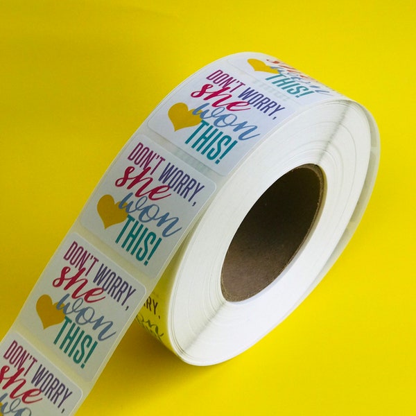 Ne vous inquiétez pas, elle a gagné ! Autocollants, étiquettes d'emballage, carrés 2 x 2