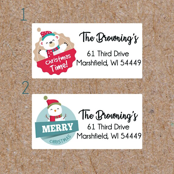 personalized return address labels christmas address labels etsy