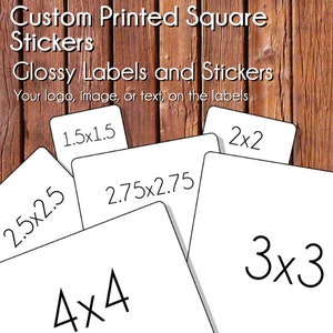 Square Custom semi glossy labels, glossy stickers, custom stickers, custom labels, logo ,personalized stickers, sticker, Labelin