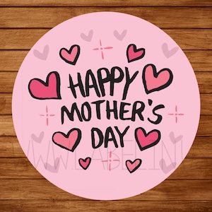 Heiheiup Happy Mother's Day Gift Stickers Sweet Pink Heart Design For  Mother's Day Decorations Gift Wrap 1.5 Inch 500 Total Labels Water Bottle  Letter Stickers 