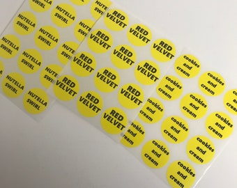 Custom Bakery Flavor Stickers, Scent Labels, Bold Font