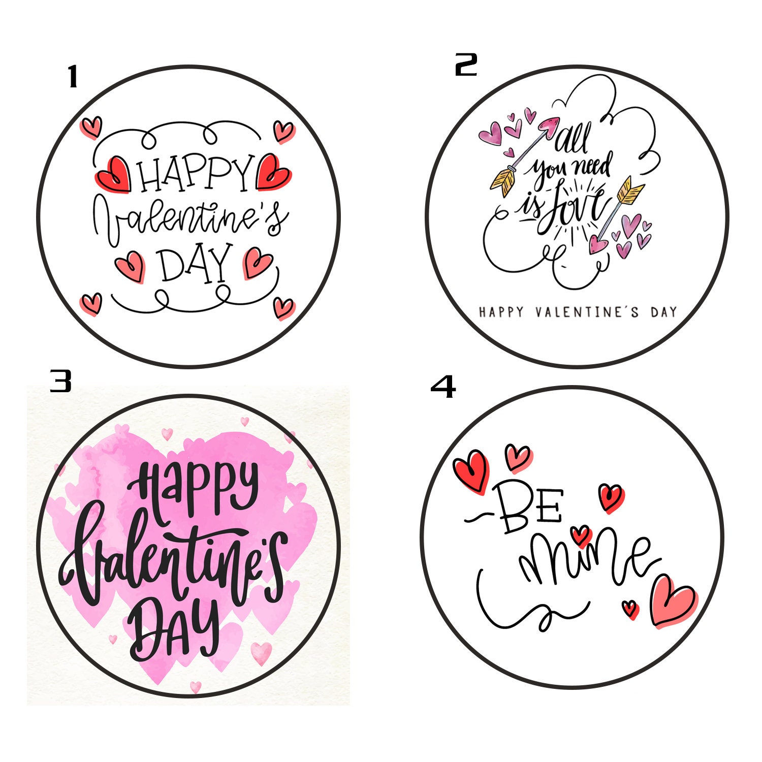 Happy Valentines Day Sticker, Valentines Day Labels, Cute