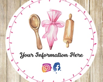 Custom Bakery Logo Stickers, Circle Labels