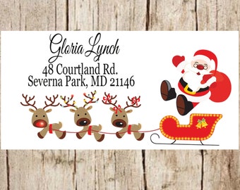 Custom Santa Address Labels: Holiday Return Address Stickers