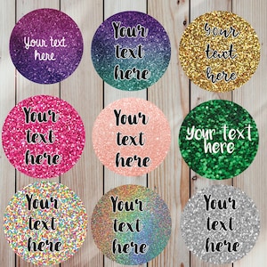 Circle Glitter labels , custom glitter stickers ,NOT REAL GLITTER,  custom stickers, logo labels , logo stickers, slime stickers,