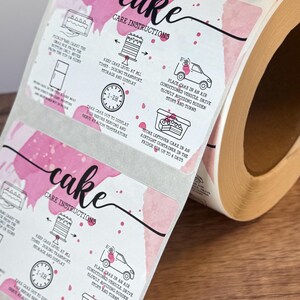 Printed Cake Care Instruction Labels, Glossy Stickers image 7