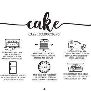 Cake Care Instructions, Cake Care Stickers, Cake Care Labels, Cake Labels, Cake Stickers, Cute Stickers, Bakery Stickers, NOT CUSTOM, 4x3&quot;