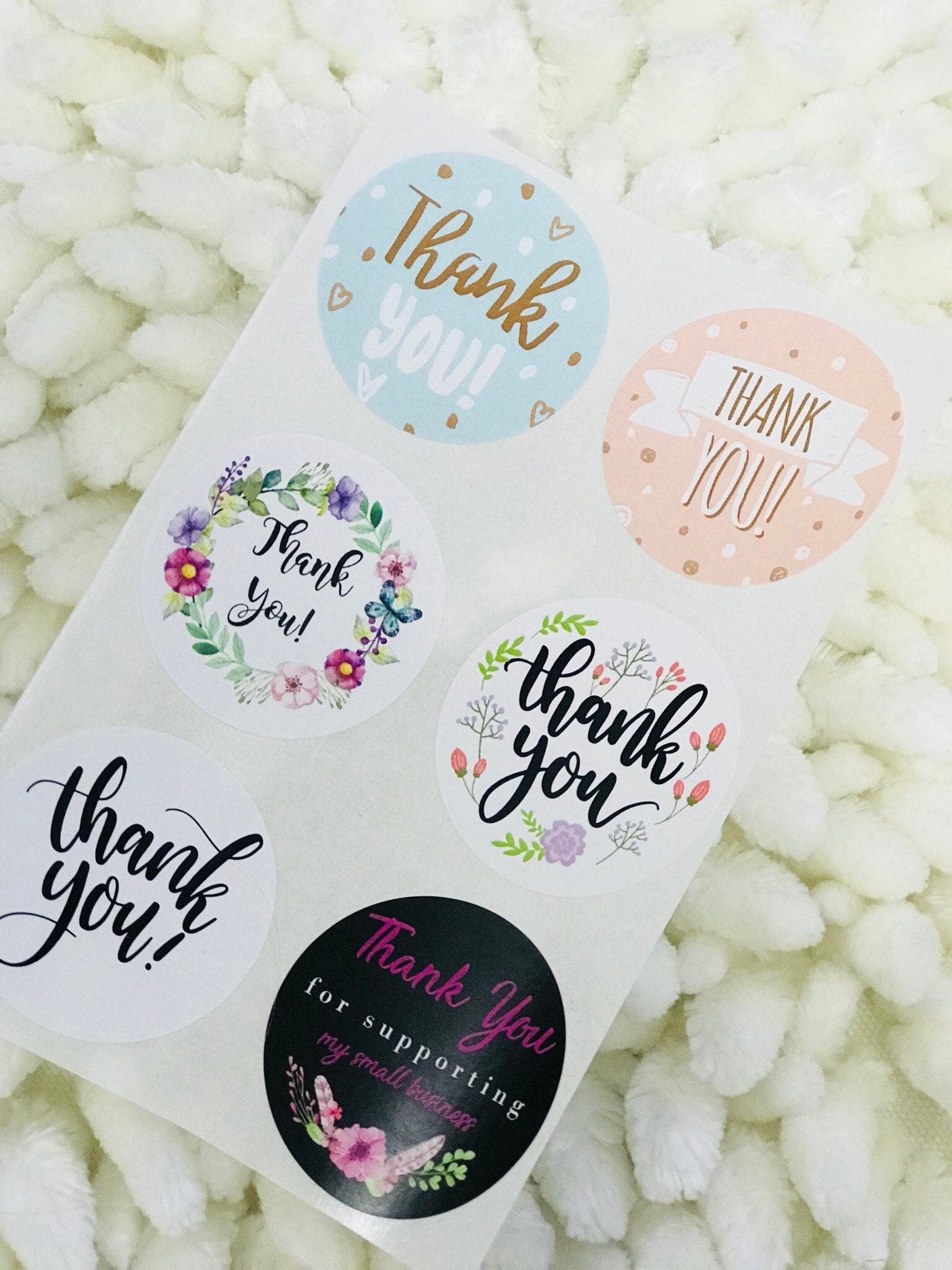Thank You Labels Thank You Stickers Floral Thank You Labels - Etsy