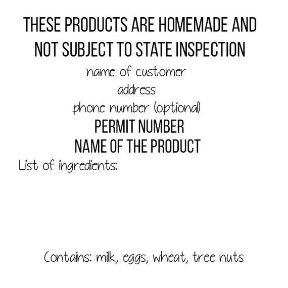 Cottage Food Labelsfood Labels Cottage Food Stickers Etsy