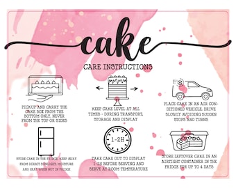 Printed Cake Care Instruction Labels, Glossy Stickers