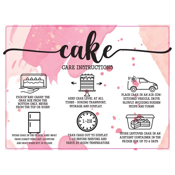 Printed Cake Care Instruction Labels, Glossy Stickers