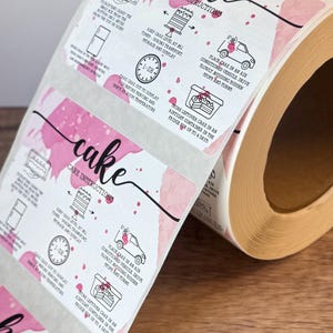 Printed Cake Care Instruction Labels, Glossy Stickers image 6