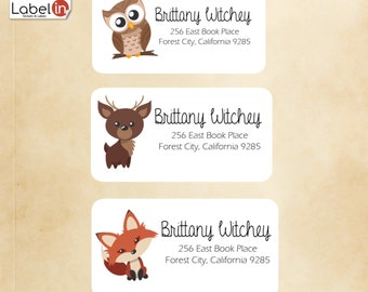 Cute Animal Return Address Labels, Fox, Owl, Reindeer Stickers