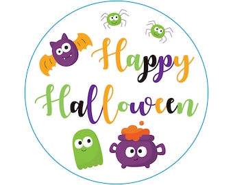 Happy Halloween stickers, happy Halloween labels, cute Halloween stickers, cute Halloween labels, Happy Halloween Tags ,Treat Bag Stickers.