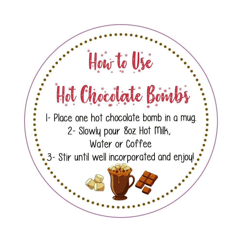 Hot chocolate bomb stickers chocolate bomb labels custom Etsy
