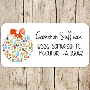 Ornamental Christmas ball address labels,address labels,address stickers, return address labels, mailing labels, mailing stickers,christmas