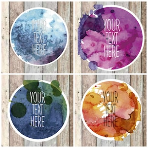Circle Custom stickers, pre design labels, watercolor stickers,watercolor labels, logo stickers , logo labels, sticker design