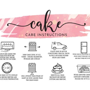 Cake Care Instructions, Cake Care Stickers, Cake Care Labels, Cake Labels, Cake Stickers, Cute Stickers, Bakery Stickers, NOT CUSTOM, 4x3&quot;