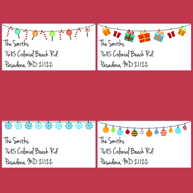 Christmas return address labels address labels custom address labels