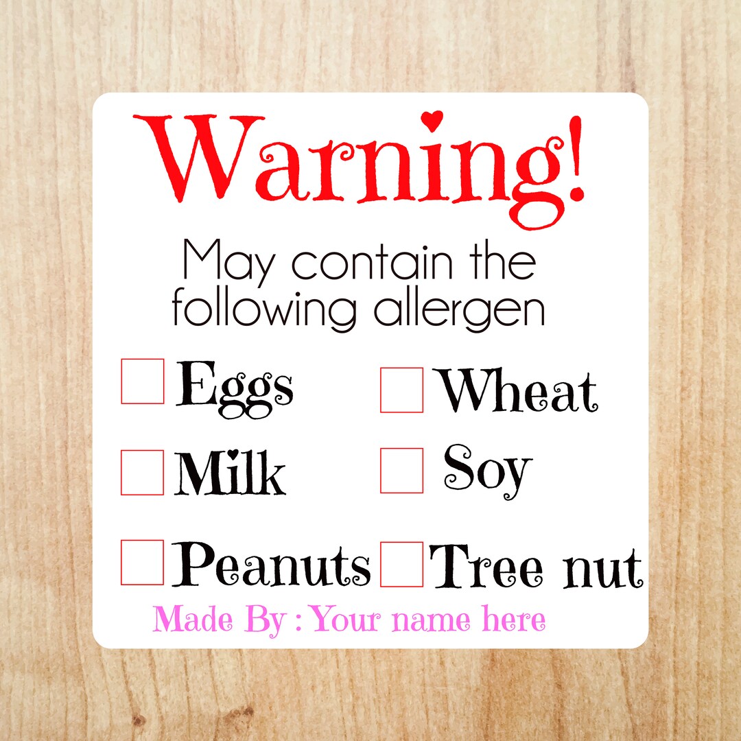 Allergen Warning Label,allergen Stickers,food Allergies ,warning Labels