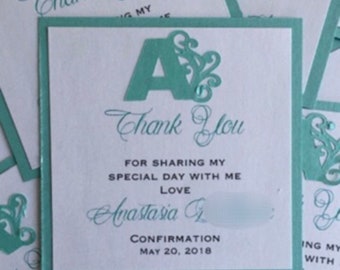 Gift Tags, monogram Thank you cards,small gift tag, red gift tag, teal gift tag