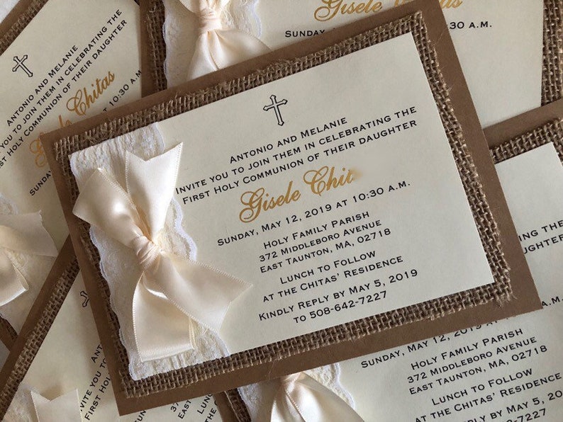 Bautismo Primera Comunión Invitación de Confirmación. Encaje Etsy España