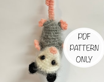 PATTERN: Waffles the Hanging Opossum-Crochet opposum -Crochet PDF pattern-Digital Download